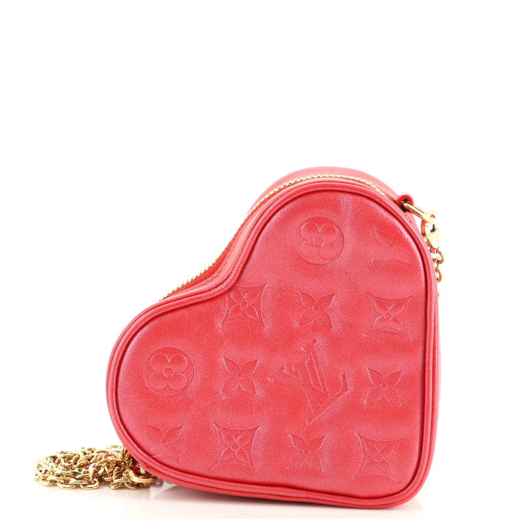 Louis Vuitton Coeur Heart on Chain Bag Monogram Embossed Lambskin Red  1121585