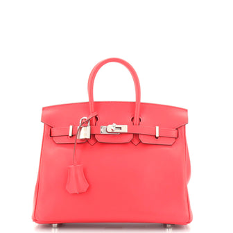Hermes Birkin Handbag Red Jonathan with Palladium Hardware 25