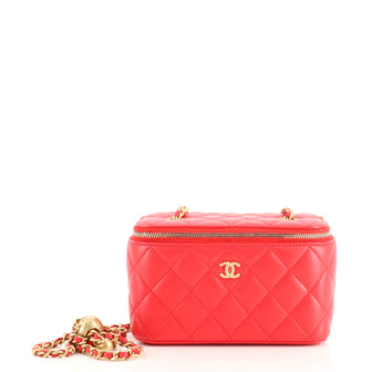 Chanel Pearl Crush Vanity Case with Chain Quilted Lambskin Small