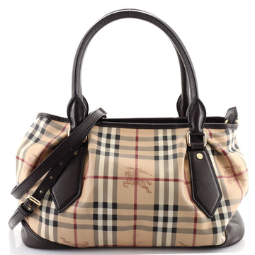 Burberry Heathcliff Convertible Tote Haymarket Coated Canvas Medium