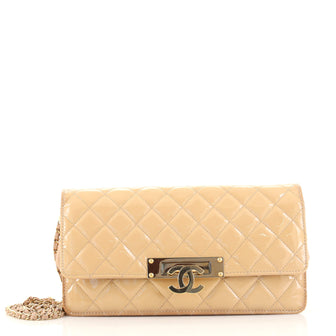 Chanel Golden Class Wallet on Chain Quilted Patent East West