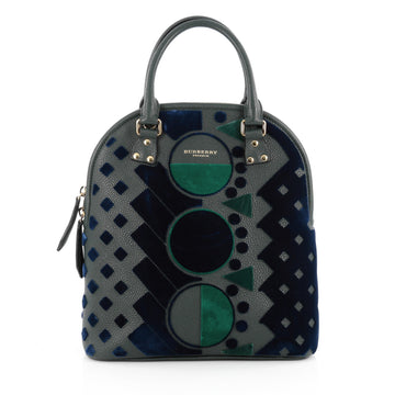 Burberry Bloomsbury Satchel Velvet on Leather Medium Blue