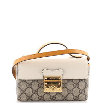 Gucci Padlock Convertible Top Handle Bag GG Coated Canvas and Leather Mini