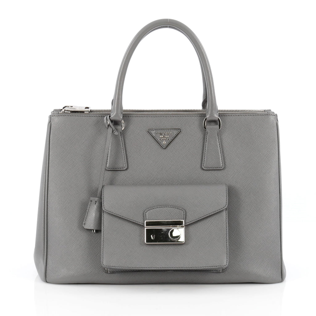 Buy Prada Front Pocket Double Zip Lux Tote Saffiano Leather 1702801