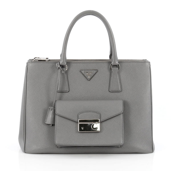 Buy Prada Front Pocket Double Zip Lux Tote Saffiano Leather 1702801