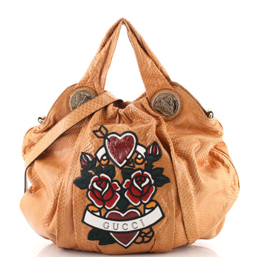 Gucci Tattoo Hysteria Convertible Top Handle Bag Python Large