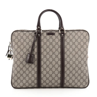 Gucci Convertible Briefcase GG Coated Canvas Large Brown