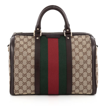 Gucci Vintage Web Boston Bag GG Canvas Medium Brown