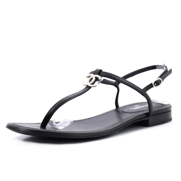 Chanel Women's CC T-Strap Sandals Leather