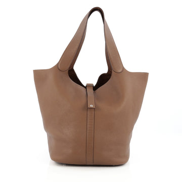 Hermes Picotin Lock Handbag Clemence TGM Brown