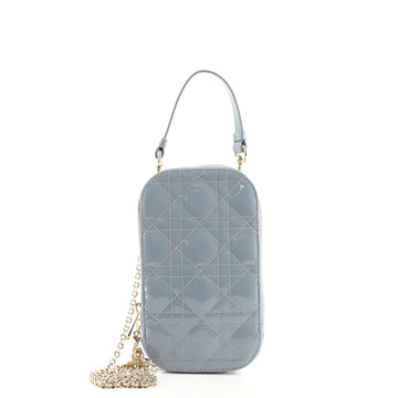 Christian Dior Lady Dior Phone Holder on Chain Cannage Quilt Patent
