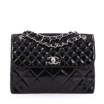 Chanel In The Business Flap Bag Quilted Patent Vinyl Maxi Black