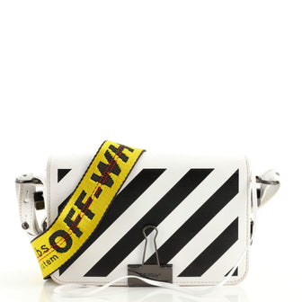 Off White Binder Clip Flap Bag Striped Leather Mini