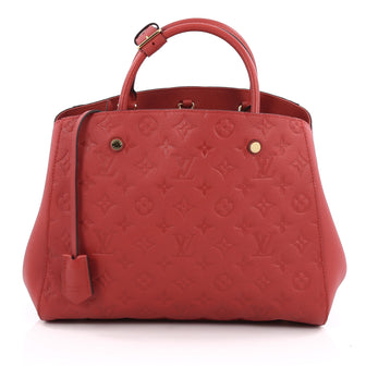 Louis Vuitton Montaigne Handbag Monogram Empreinte Leather MM Red