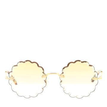 Chloe Rosie Scalloped Round Sunglasses Metal and Acetate