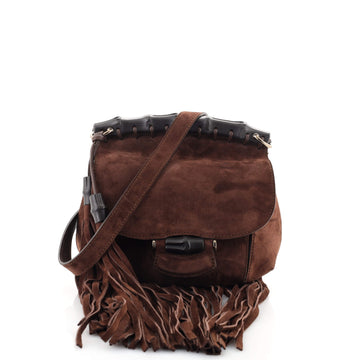 Gucci Nouveau Fringe Crossbody Bag Suede Small