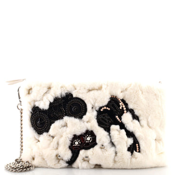 Miu Miu Chain Zip Shoulder Bag Embellished Fur Small
