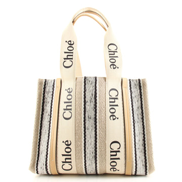 Chloe Woody Tote Canvas with Leather Medium