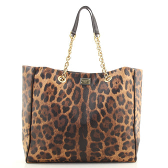 Dolce & Gabbana Chain Shopping Tote Printed Coated Canvas Large