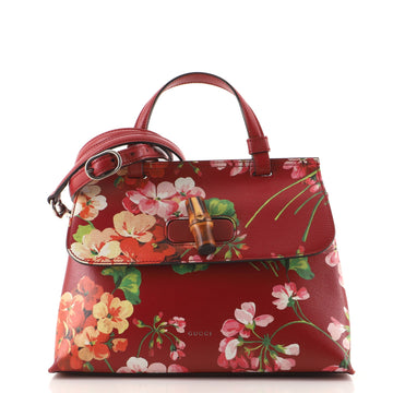 Gucci Bamboo Daily Top Handle Bag Blooms Print Leather Small