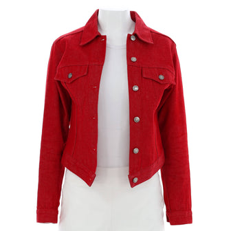 Gucci Women's Vintage Web Button Up Pocket Jacket Denim