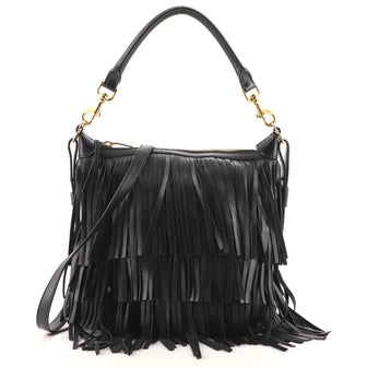 Saint Laurent Emmanuelle Hobo Fringe Leather Small