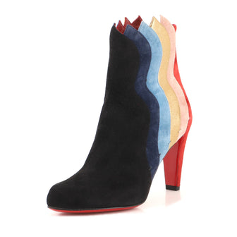 Christian Louboutin Women's Wavy Ankle Boots Colorblock Suede 100