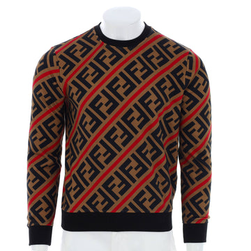 Fendi Men's Striped Crewneck Sweatshirt Zucca Cotton