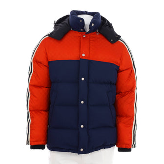 Gucci Men's Hooded Puffer Jacket Quilted GG Polyamide with Down