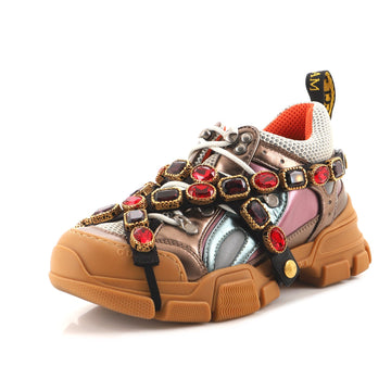 Gucci Flashtrek Sneakers Fabric and Leather with Crystals