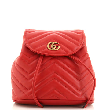 Gucci GG Marmont Drawstring Backpack Matelasse Leather Mini