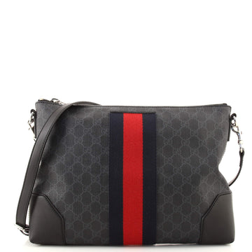 Gucci Web Zip Flat Messenger GG Coated Canvas Medium