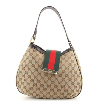 Gucci New Ladies Web Hobo GG Canvas Medium
