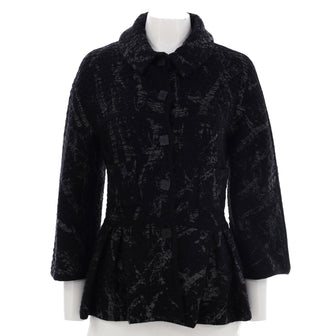 Chanel Women's Double Pocket Peplum Jacket Printed Wool