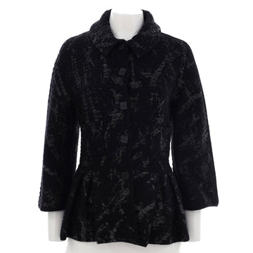 Chanel Women's Double Pocket Peplum Jacket Printed Wool