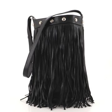 Celine Soft Fringe Backet Bag Studded Leather Medium