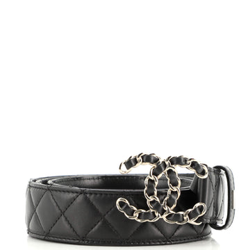 Chanel Woven Chain CC Buckle Belt Quilted Caviar Medium