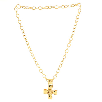 Chanel Vintage CC Cross Pendant Long Necklace Metal