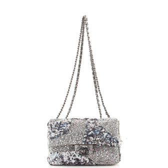 Chanel CC Flap Bag Sequin Embellished Satin Small