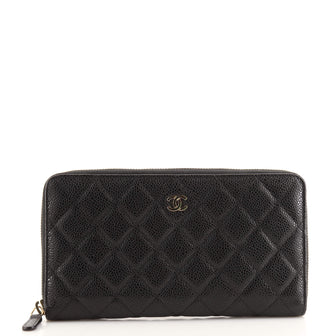Chanel Zip Around Organizer Wallet Quilted Caviar Large