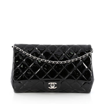 Chanel Clutch with Chain Quilted Patent Black