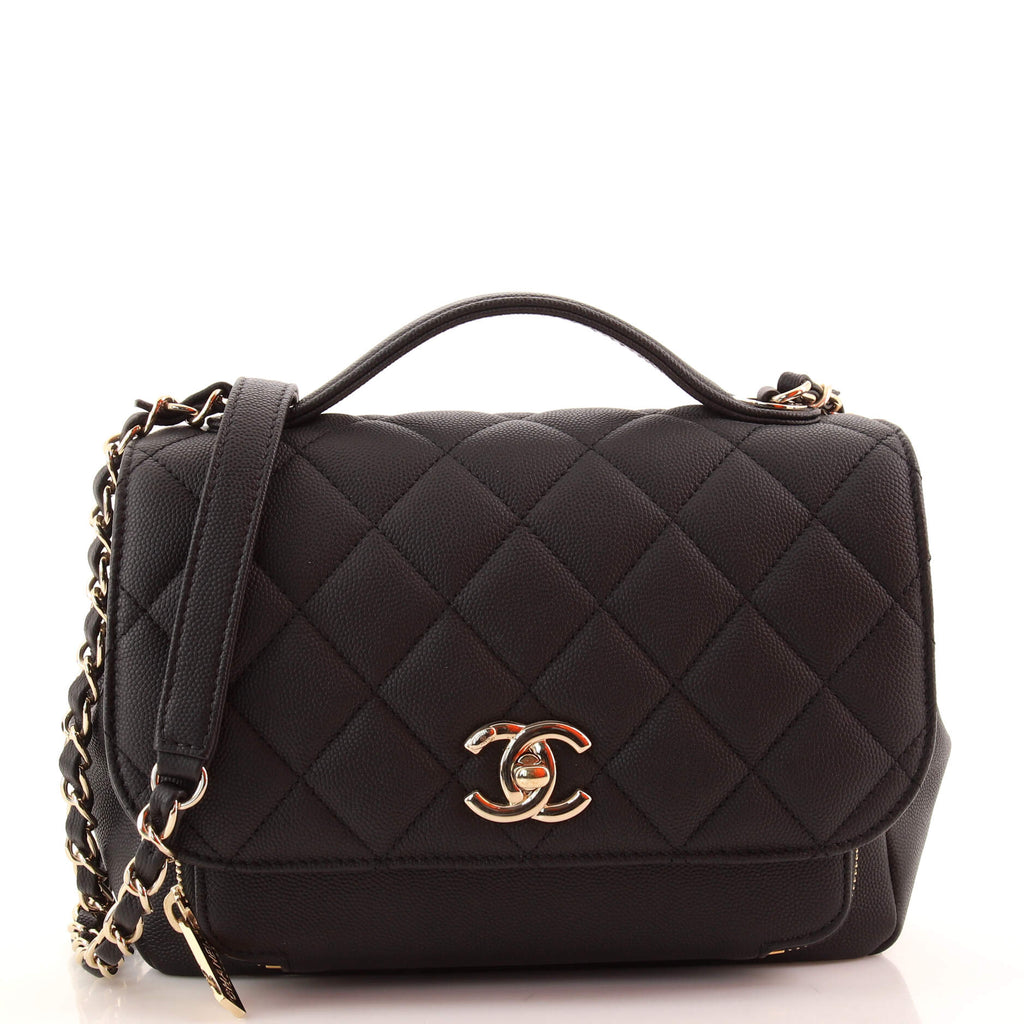 Chanel Black Quilted Caviar Leather Small Business Affinity Top