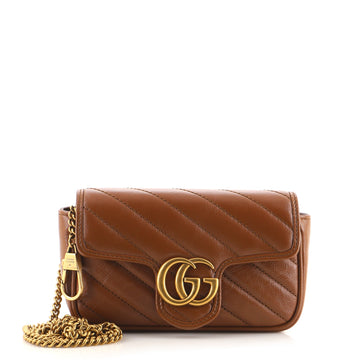 Gucci GG Marmont Flap Bag Diagonal Quilted Leather Super Mini