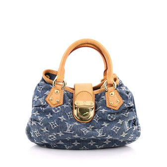 Louis Vuitton Pleaty Handbag Denim Small Blue