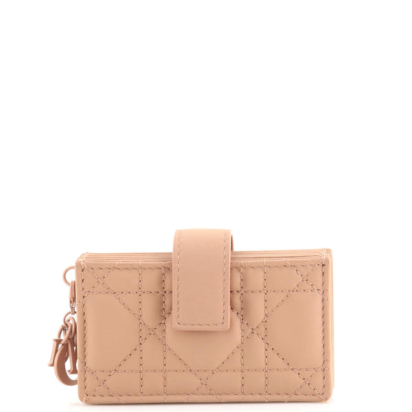 Dior Beige Ultramatte Cannage Leather Lady Dior 5 Gusset Card