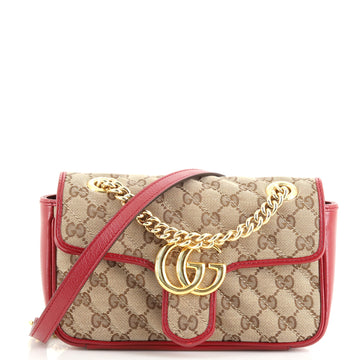 Gucci GG Marmont Flap Bag Diagonal Quilted GG Canvas Mini