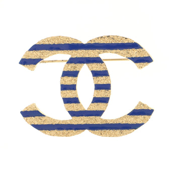 Chanel La Pausa CC Stripe Brooch Metal and Enamel