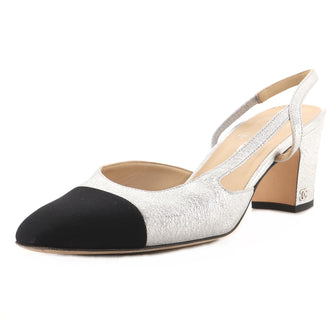 Chanel Women’s Cap Toe Slingback Pumps Leather