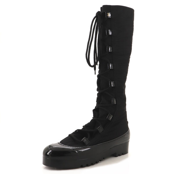Women's Lace Up Knee High Winter Boots Nylon and Rubber