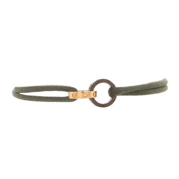 Cartier Charity Love 4 Diamonds Double Rings On Cord Bracelet Silk Cord with 18K Rose Gold and Ceramic and Diamonds